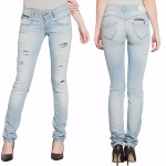 Jean Femme Freeman T Porter Alexa coupe slim délavage Fleach Destroy