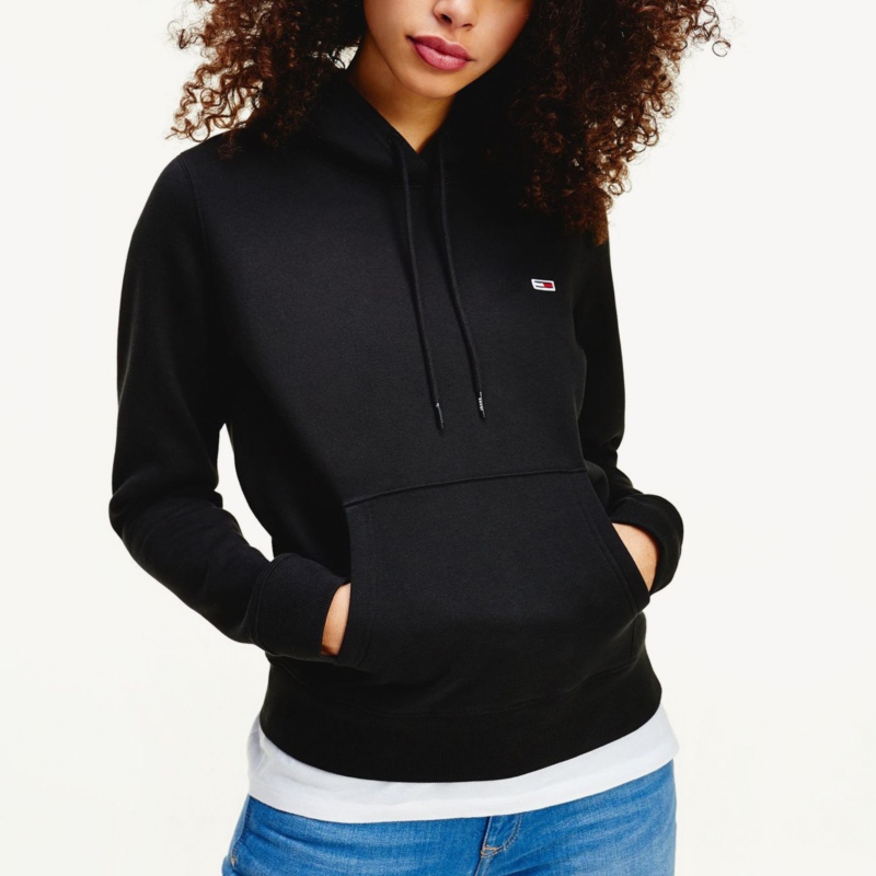 Sweat femme Tommy Jeans noir logo brodé