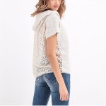 Pull Top Le Temps des Cerises femme Mixa ecru dos dentelle