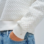 Sweat Salsa Jeans femme blanc motifs brodés or