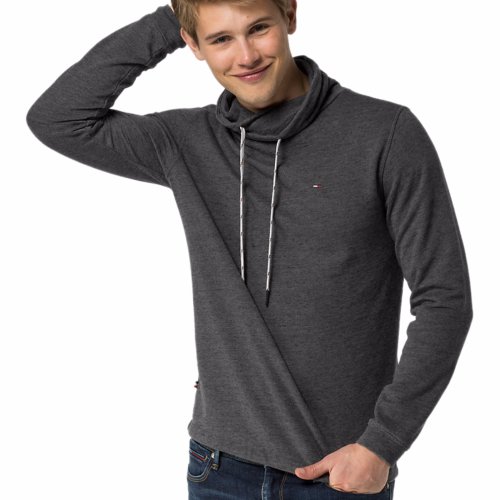Sweat Tommy Hilfiger homme gris anthracite col montant