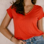 T Shirt en lin rouge Freeman T Porter Taile 