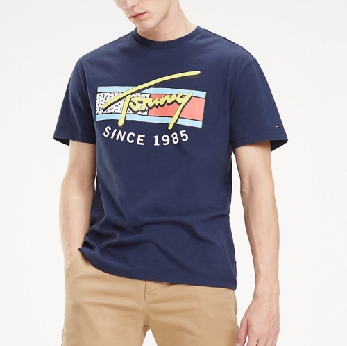 T Shirt Tommy Hilfiger Jeans Neon Script Tee bleu marine