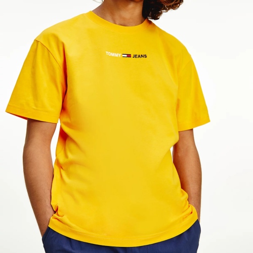 T Shirt Tommy Jeans jaune avec logo brodé