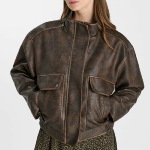 Veste aviateur look cuir Le Temps des Cerises Brownie