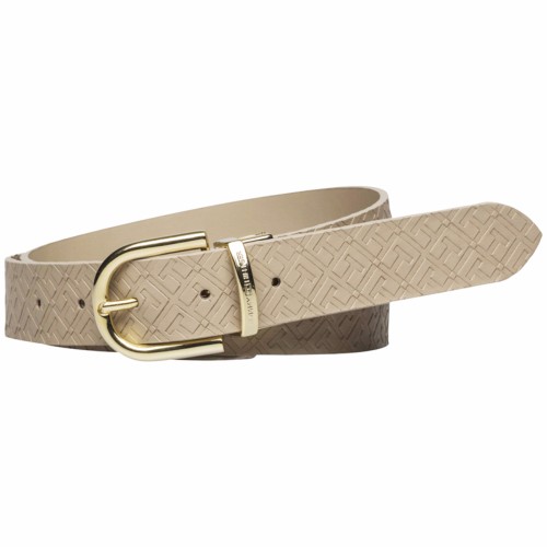 Ceinture Tommy Hilfiger femme en cuir beige dune reversible