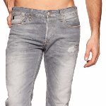 Jean Japan Rags 611 Basic pour homme coupe ajustée délavage gris Wss90