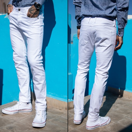 Pantalon blanc Freeman T Porter homme Dustee Neach slim