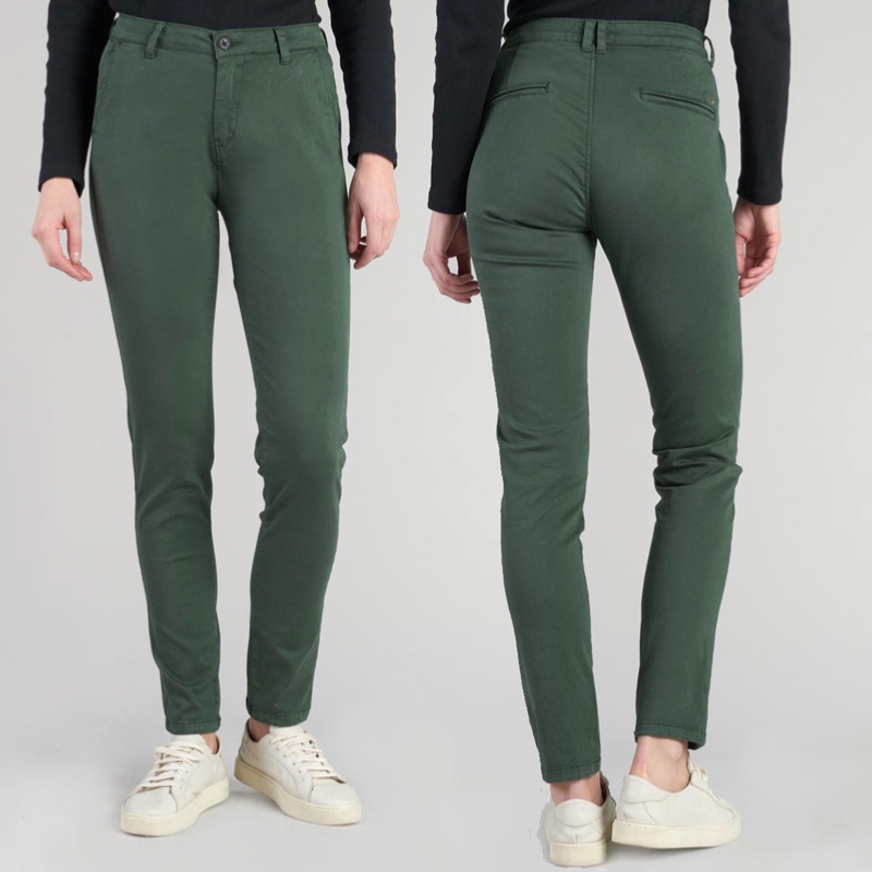 Pantalon chino femme vert best sale