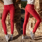 Jean de couleur Freeman T Porter femme Dorya super slim rouge