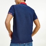 Polo homme Tommy Hilfiger bleu marine col rouge