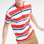 Polo Tommy Hilfiger Jeans homme rayé blanc, rouge et bleu