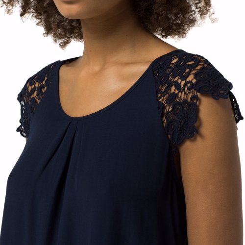 Robe Midi Nanette Lepore - Bleu Marine Dentelle - Épaules Dénudées - Taille 4 - Neuf étiqueté