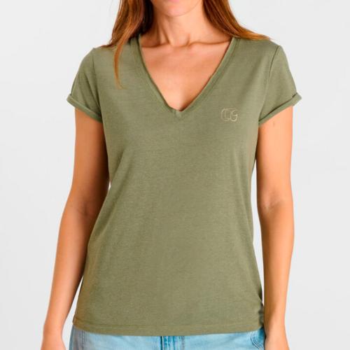 T Shirt Le Temps des Cerises femme Ona Kaki