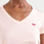 T Shirt Levi's ® femme col V rose saumon avec petit logo