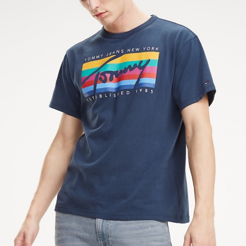 T Shirt Tommy Hilfiger Jeans Rainbow Tee bleu marine