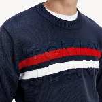 Pull Tommy Hilfiger Jeans  homme Block Stripe bleu marine