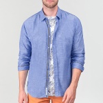 Chemise Le Temps des Cerises Rodes en lin bleu