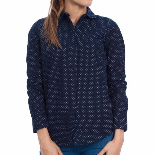 Chemise Tommy Hilfiger femme modèle Naomi bleu marine à pois blancs