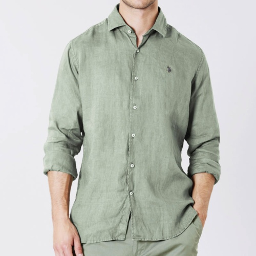 Chemise en lin vert Us Polo Assn