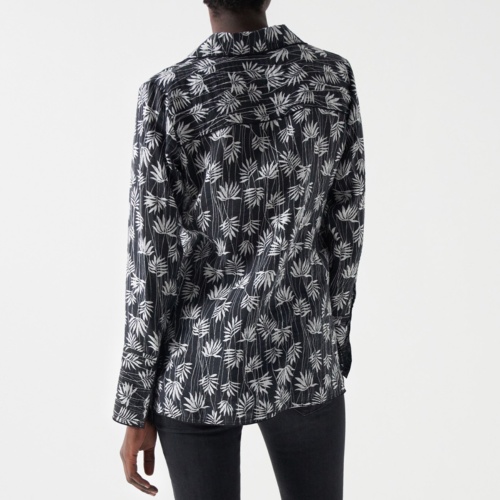 Chemisier Femme Gerry Webber Motif Blanc Noir Et Corail - Taille 44/46, Comme Neuf