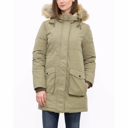Manteau Parka femme Tommy Hilfiger Denim kaki + fourrure