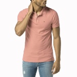 Polo Tommy Hilfiger Jeans homme en coton rose