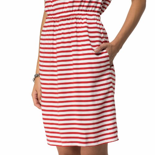 Robe Tommy Hilfiger en viscose rouge ray?� blanc