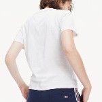 T Shirt femme Tommy Jeans gris logo brodé et drapeau américain