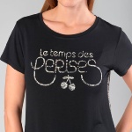 T Shirt Le Temps des Cerises femme Deray noir