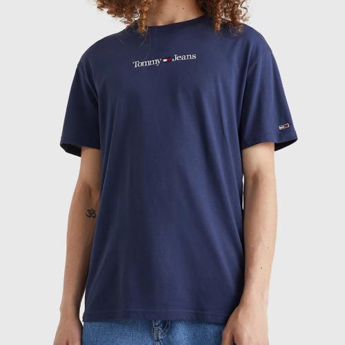 T Shirt Tommy Jeans bleu marine avec logo brodé
