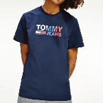 T Shirt Tommy Jeans bleu marine grand logo coloré