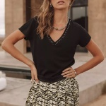T Shirt femme Freeman T Porter Taile Studs noir