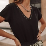 T Shirt femme Freeman T Porter Taile Studs noir