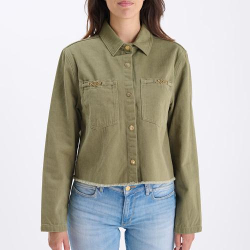 Veste en jeans kaki Le Temps des Cerises Manuela