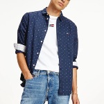 Chemise slim Tommy Hilfiger homme en coton bleu marine à motifs