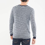 Pull homme Le Temps des Cerises Morgan rayé gris et bleu marine