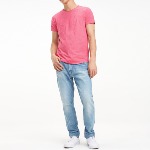 T Shirt homme Tommy Hilfiger Jeans en coton rose fushia chiné