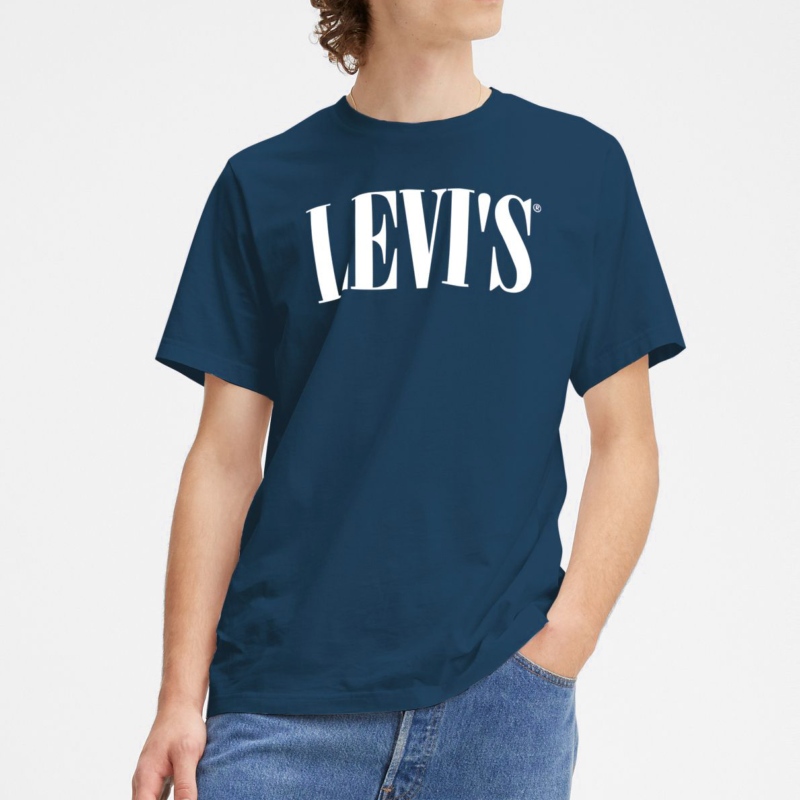 Lot de 2 tee-shirts col rond Levi's® en coton bleu marine et blanc | Rue  Des Hommes