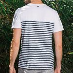 T Shirt look marinière Japan Rags modèle Cuba en coton blanc rayé