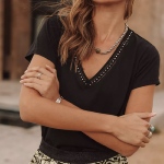 T Shirt femme Freeman T Porter Taile Studs noir