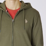 Veste Sweat zippé capuche Us Polo Assn kaki