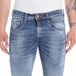 Jeans Replay homme anbass slim bleu clair avec détails orange
