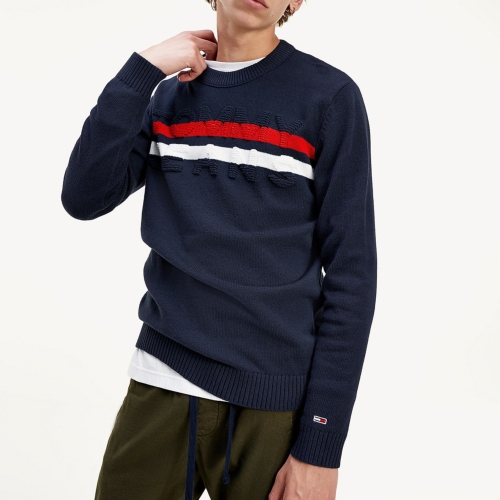 Pull Tommy Hilfiger Jeans  homme Block Stripe bleu marine