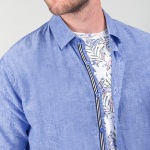 Chemise Le Temps des Cerises Rodes en lin bleu