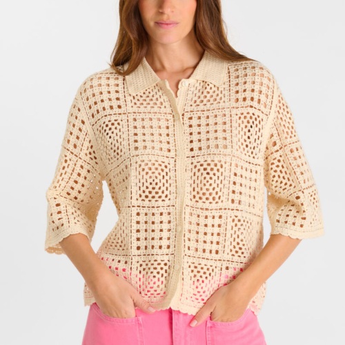 Gilet cardigan femme Le Temps des Cerises Elmar beige