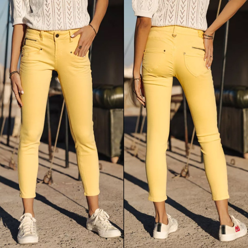 Jeans jaune femme Freeman T Porter Alexa Cropped