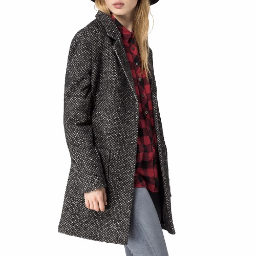 Manteau Tommy Hilfiger femme modèle Gia en drap de laine noir