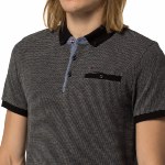 Polo Tommy Hilfiger en coton gris texturé blanc pour homme