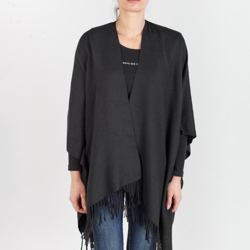 Écharpe LE TEMPS DES CERISES Gris/noir Avec Pompons - Occasion Bon état
